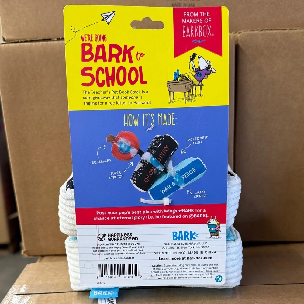 Bark School Dog Toy Set with Red Apple and Blue Books